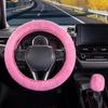 Capa de Volante de Pelúcia Imitação de Pelo de Coelho Elástica Inverno Quente Antiderrapante Capa de Manopla Unissex