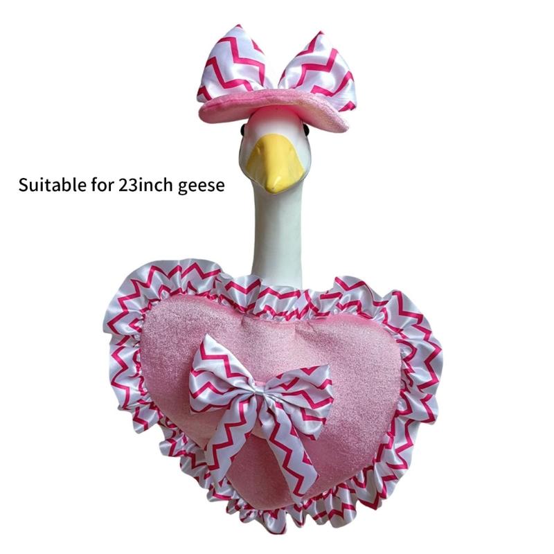 Festiwalowy Różowy Koronkowy Serce Zewnętrzna Statua Gęsi Na Werandę Ogród Walentynkowe Świętowanie Łatwa Instalacja Dekoracja Świąteczna