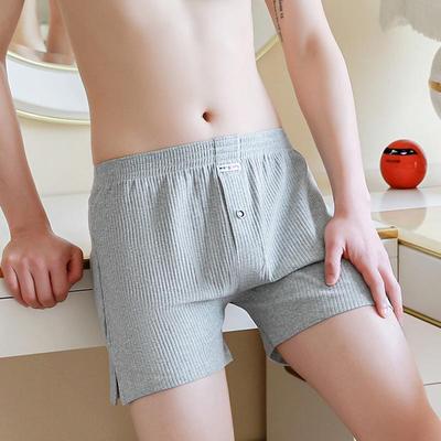 Boxers en coton côtelé pour homme Couleur unie Confortables Pantalons de nuit Boxer Shorts respirants ajustés pour homme