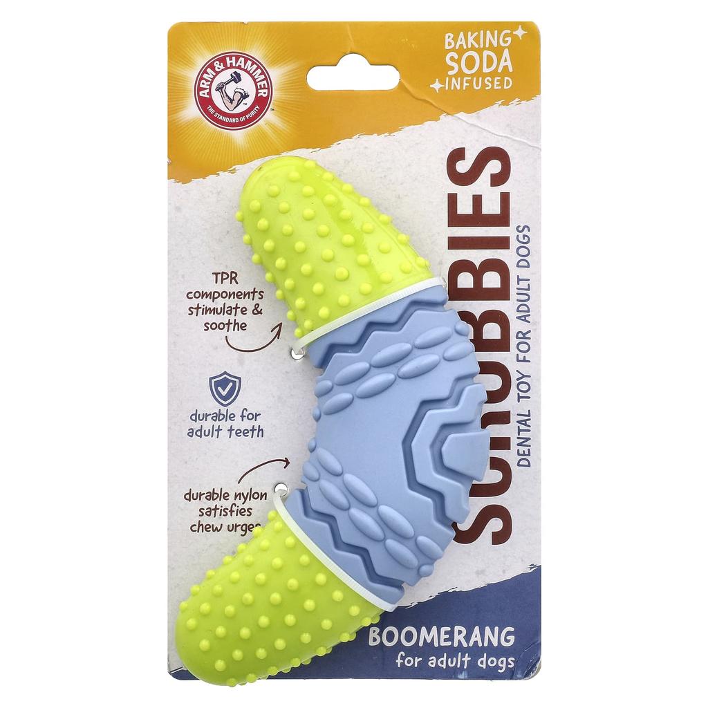 Arm & Hammer Scrub Brush, Dental Care Toy for Adult Dogs, Boomerang, 1 Toy