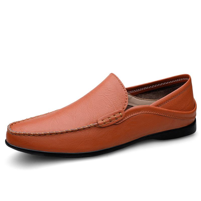 

New trend loafer leather shoes flat driving casual shoes spring and summer low-top foot cover cowhide surface large size 45 45