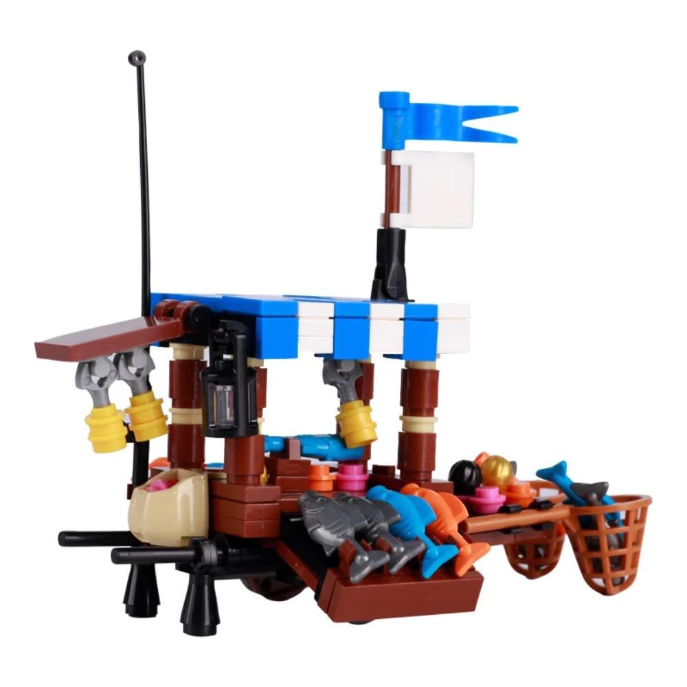 City Food Street View Vendor Hot Dog Roadside Stand Building Blocks Ice Cream Newsstand Flower Shop Trash Can Toilet Bricks Toys