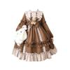 Japanese Fashion Bear Bow Detail Lolita Long Sleeve Dress Full Set New Loose Women Cute