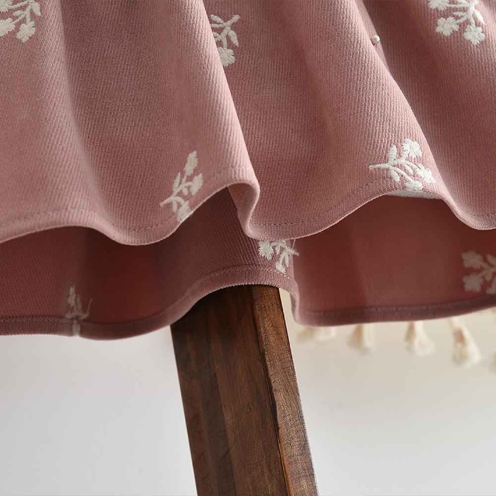 Koreanischer Stil Kleinkind Mädchen Blumenstickerei Colorblock Kleid mit Kragen (Frühling Herbst)