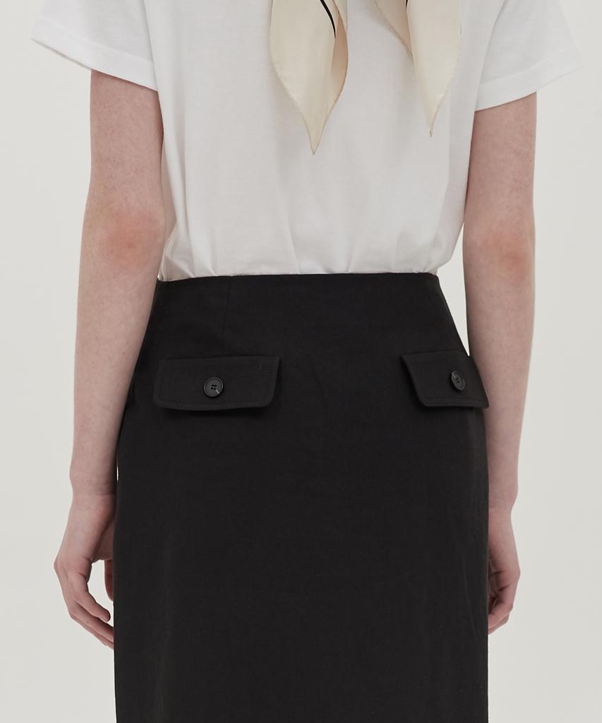 JUN BY JUN K Button Linen Skirt_Black