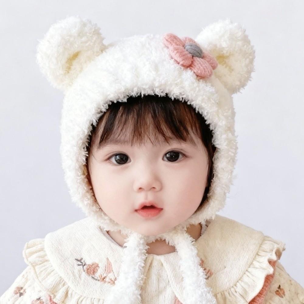 Cartoon Baby Winter Hats Cute Flower Warm Bonnet Fashion Kids Plush Caps Newborn Toddler