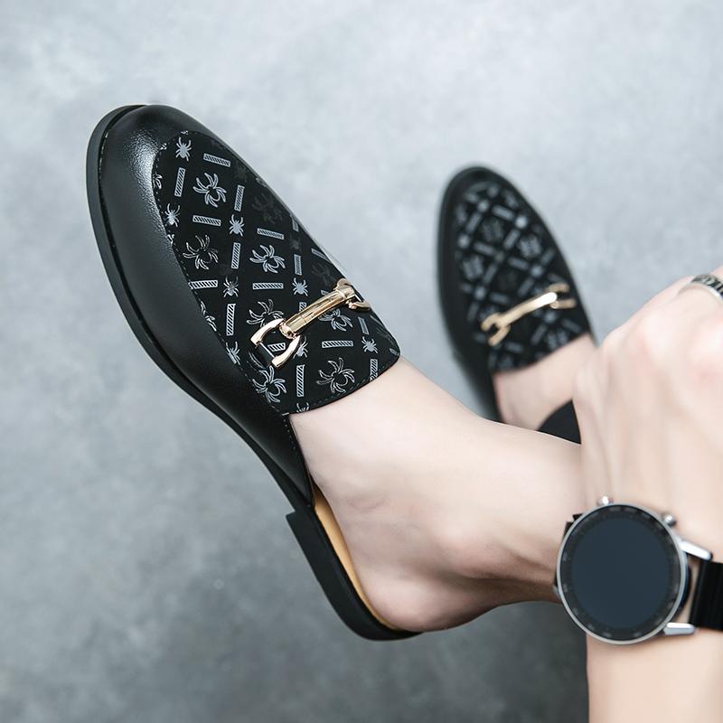 Fashion Handmade Fashion Muller Shoes Summer Low Heel Male Muller Flats Comfortable Half Drag Breathable Business Casual Mens Slippers