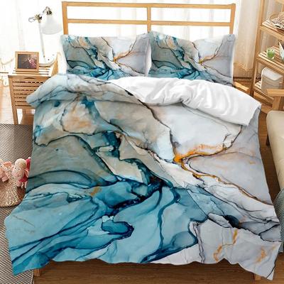 Marmor Bettbezug Set Batik Blau und Orange Moderne Kunst Abstrakt Einzelbettwäsche Set Doppel Queen King Mikrofaser Bettdeckenbezug