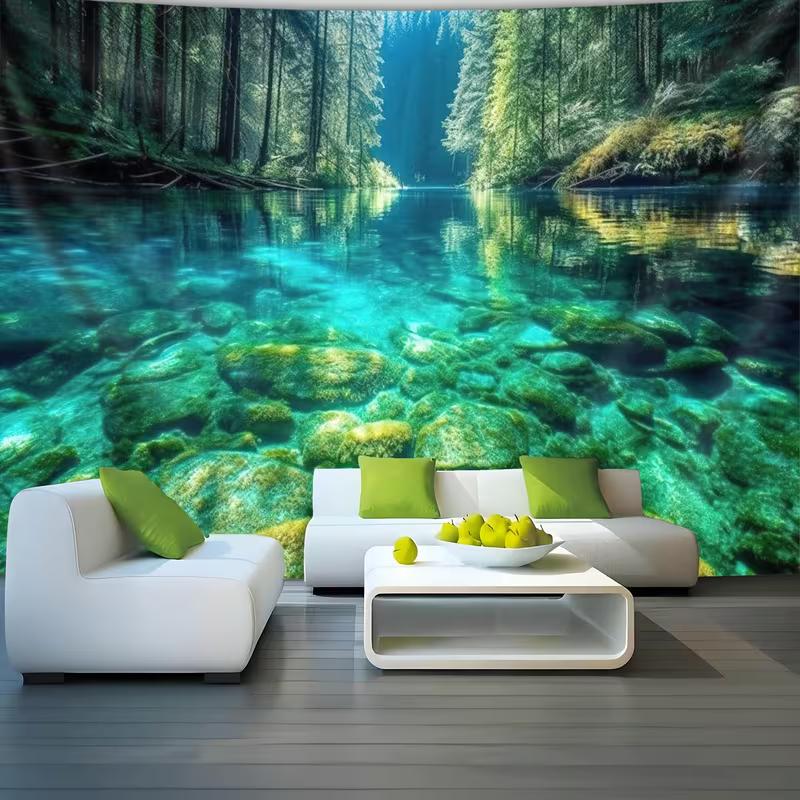 

2D Aesthetic Clear Water Forest Tapestry Bohemian Home Decor 47.2x31.5inch/120*80cm