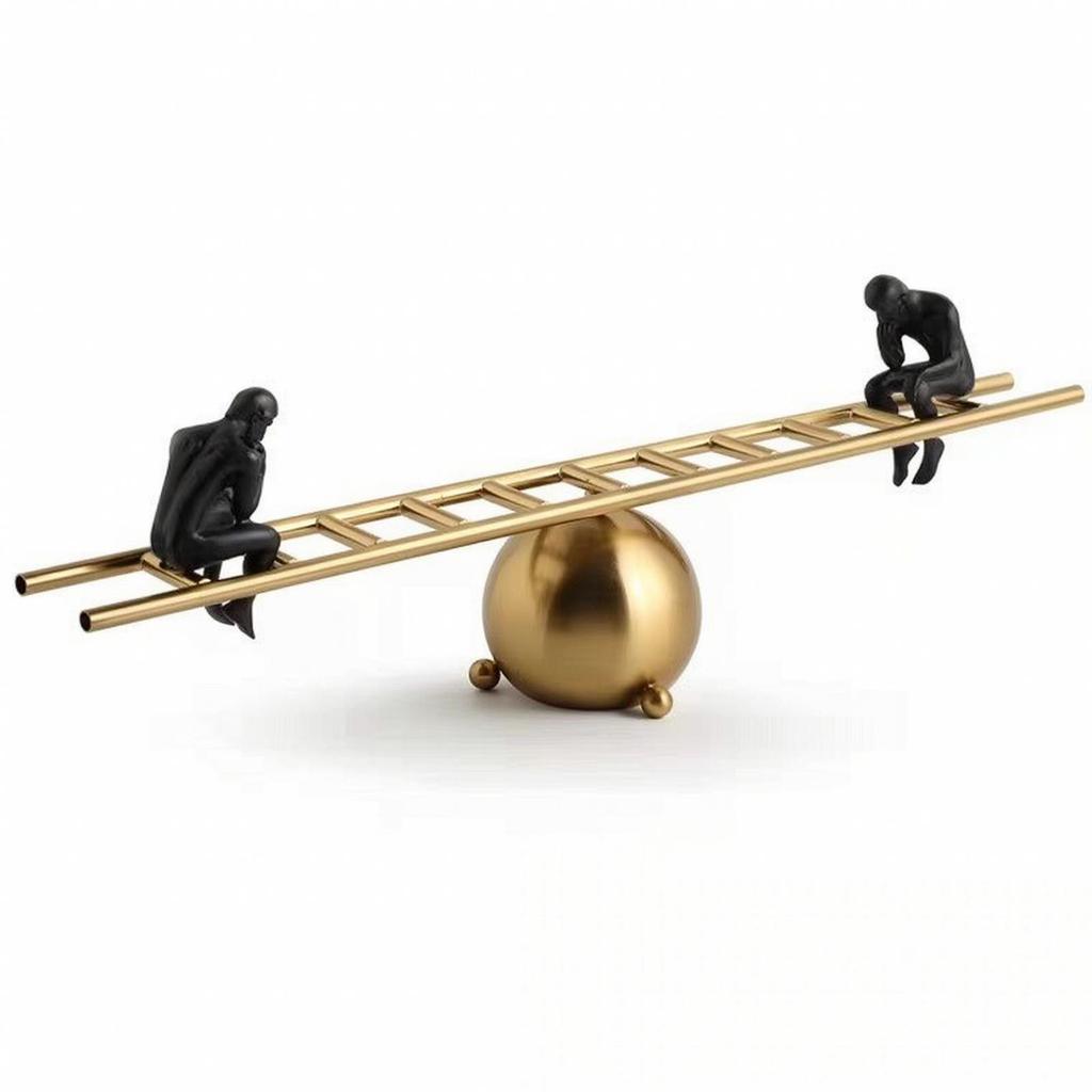 Balance Sculpture with Figurines Modern Ladder Statue Abstract Art Centerpiece for Home