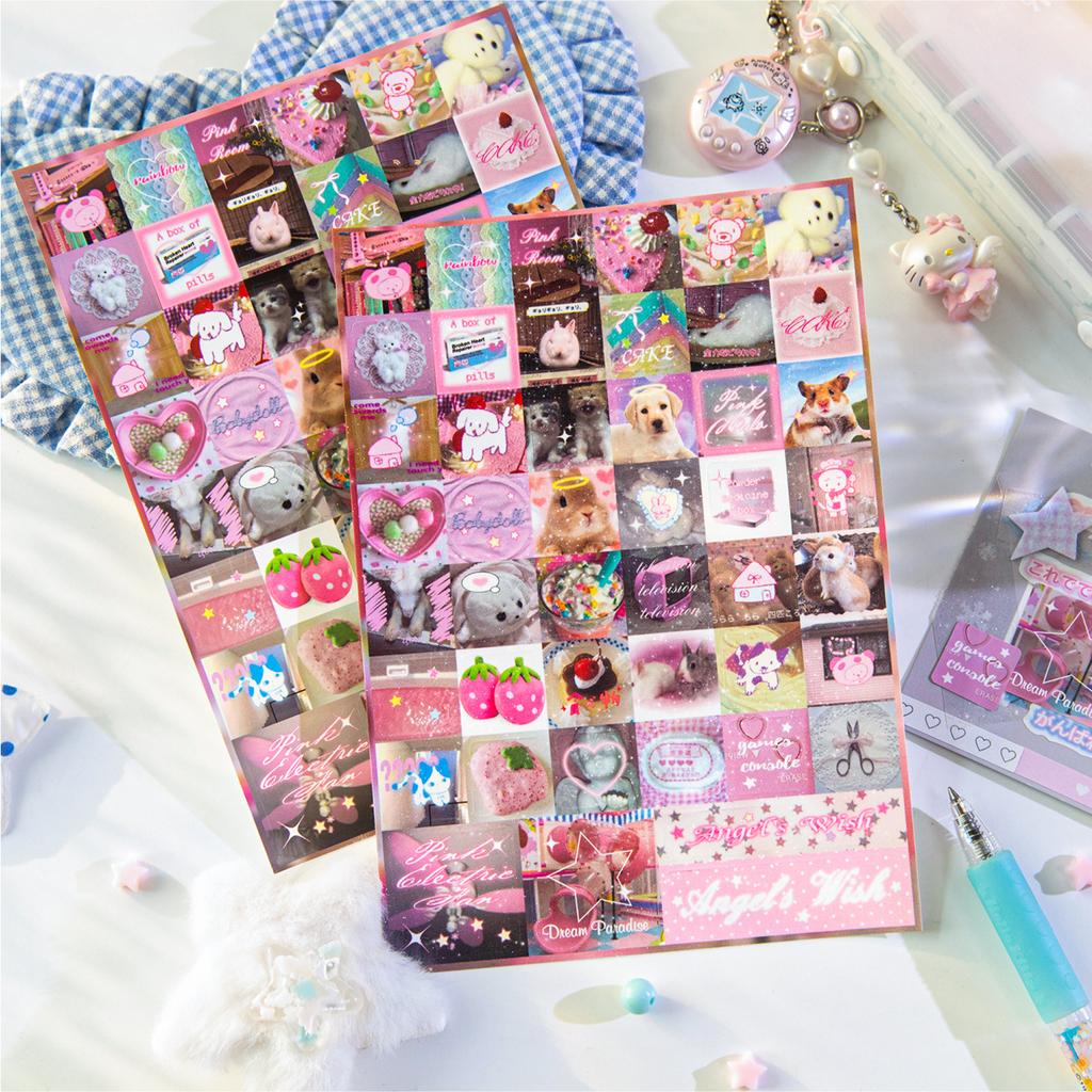 2 Blatt/Beutel Synthetisches Papier Sparkling Fantasy Diary Serie Fantasy Kleine Quadratische Dekorative Aufkleber Für Fotorahmen Kalender