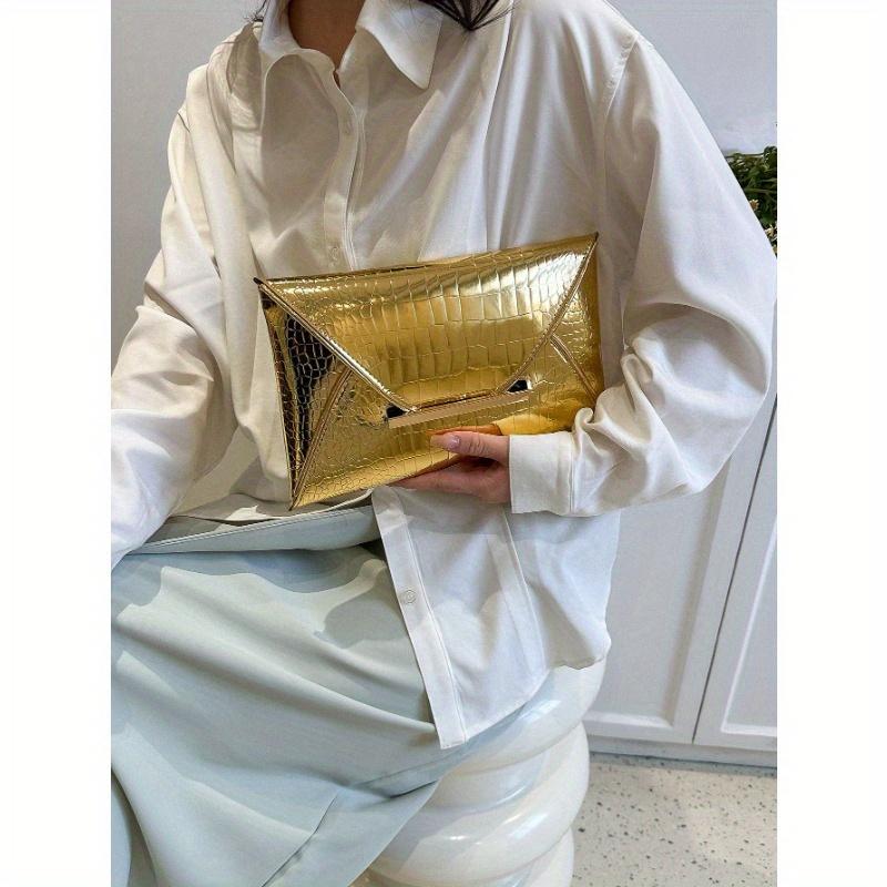 Crocodile Print, Snake Print, Solid Color, Minimalist, Fashionable, Casual PU Clutch, Envelope Bag
