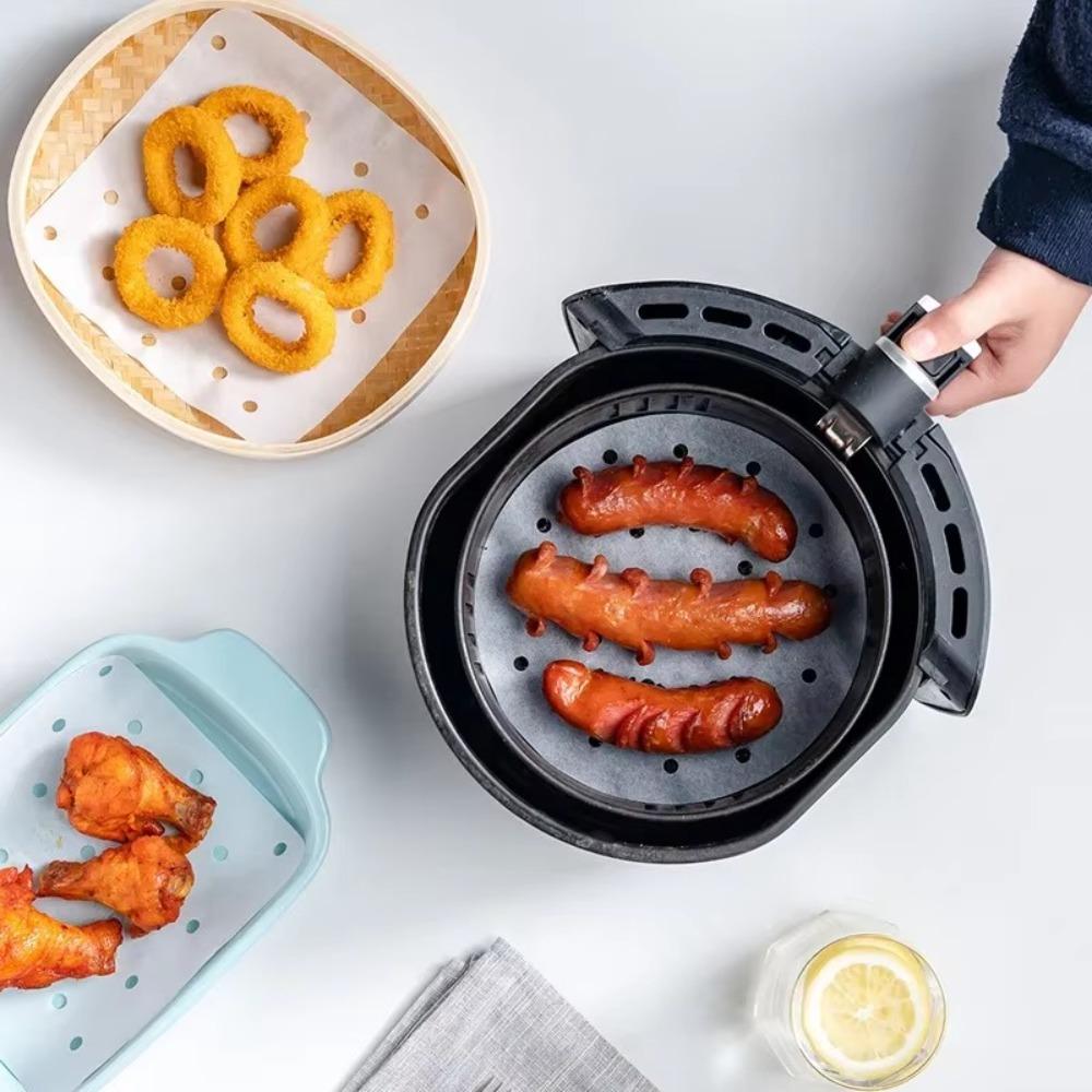 50Pcs Cookware Non-Stick Steamer Mat 4/6/8/10in Dim Sum Paper Durable Oil Paper Air Fryer Oven