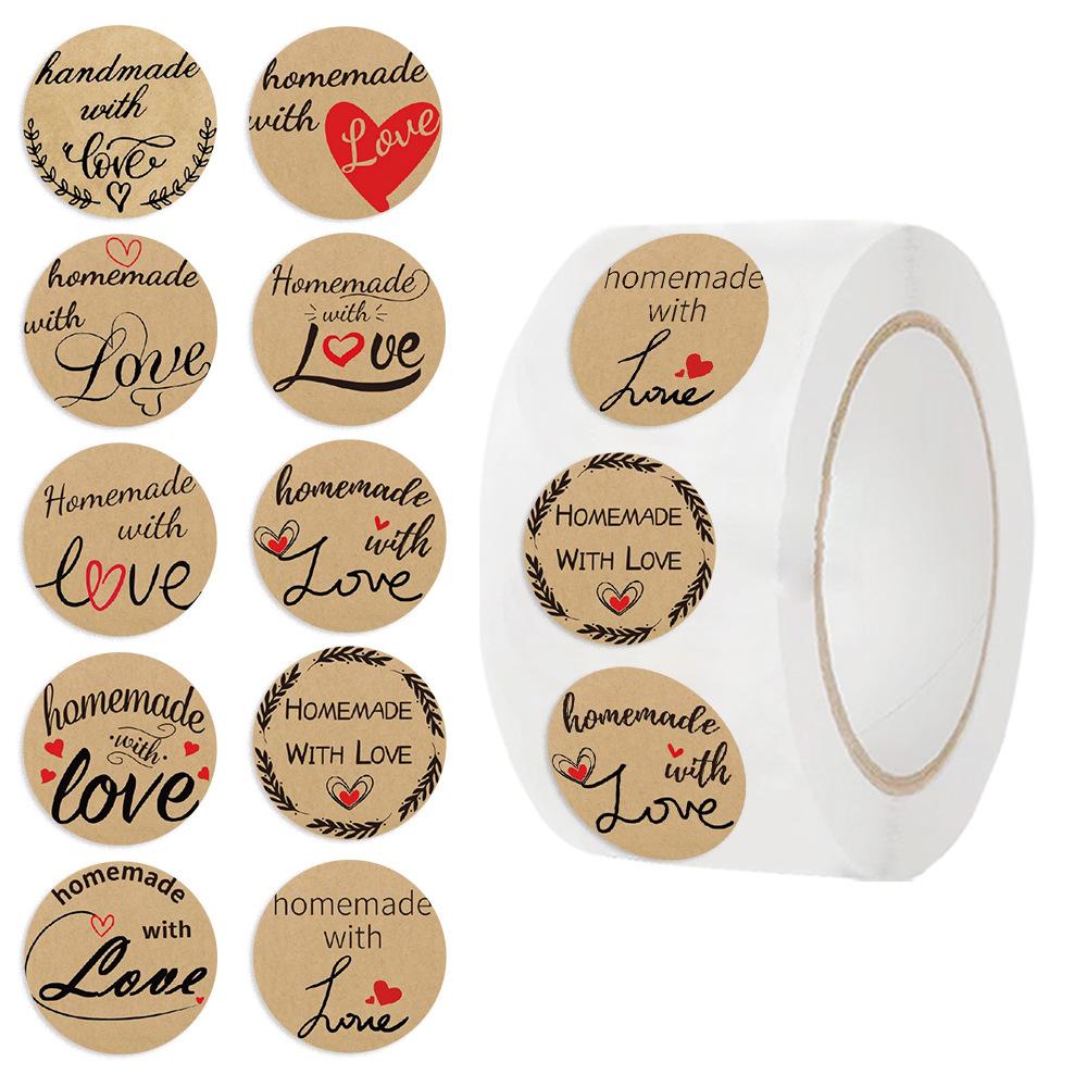 500 Sheets/roll Roll Sticker Tape Retro Kraft Paper Handbook Material Decorative Envelope Seal Sticker