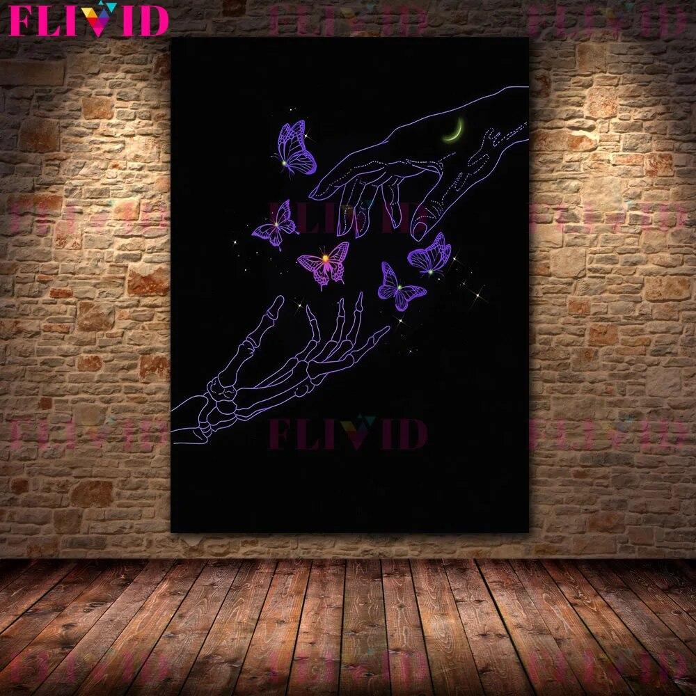 Mysterious Moon Phase Wall Art Canvas Painting Abstract Witchcraft Wicca Witch Art Poster And Print For Living Room Decoration No Frame