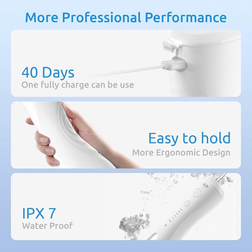 Water Flosser [Dental Cordless Portable] 6 Modes & IPX7 Waterproof Rechargeable Oral Irrigator Water Teeth Cleaner Floss Pick, Home Use WaterFlossers