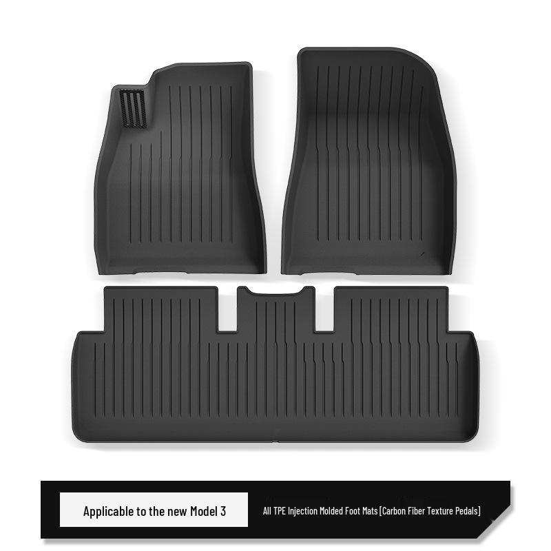 Eco-Friendly TPE Floor Mats for 2023 Tesla Model 3, Injection Molded Pedal Style