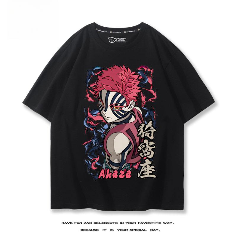 

Hot Anime Demon Slayer Akaza Printed 100% Cotton T-Shirt Summer Outdoor Casual Comfortable Trendy Street Men s S