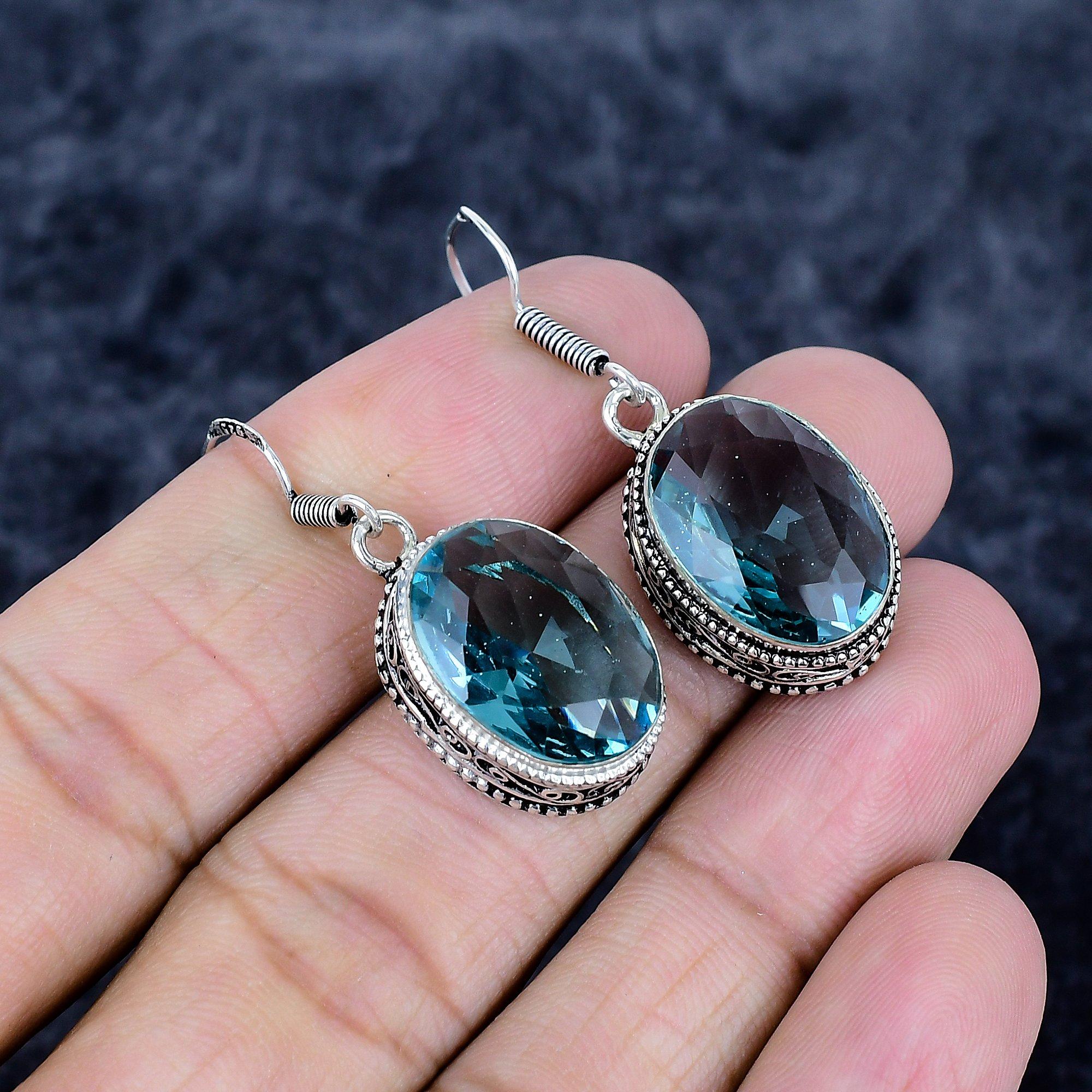 

Swiss Blue Topaz Gemstone 925 Sterling Silver Jewelry Earring 1.58 MM-3477