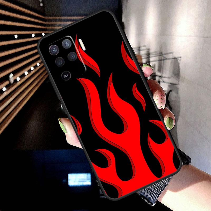 Flame Painted Fire Pattern Case For Oppo A38 A18 A78 A98 A58 A60 A80 A40 A96 A76 A16 A94 A74 A54 A15 A17 A57 A77 A5 Pro