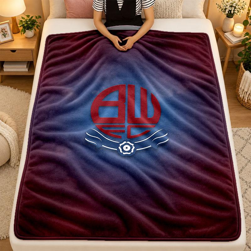 Flannel BlanketBolton Wanderers FC Warm Soft Throw Blanket for Indoor Sofa Bed Living Room Use