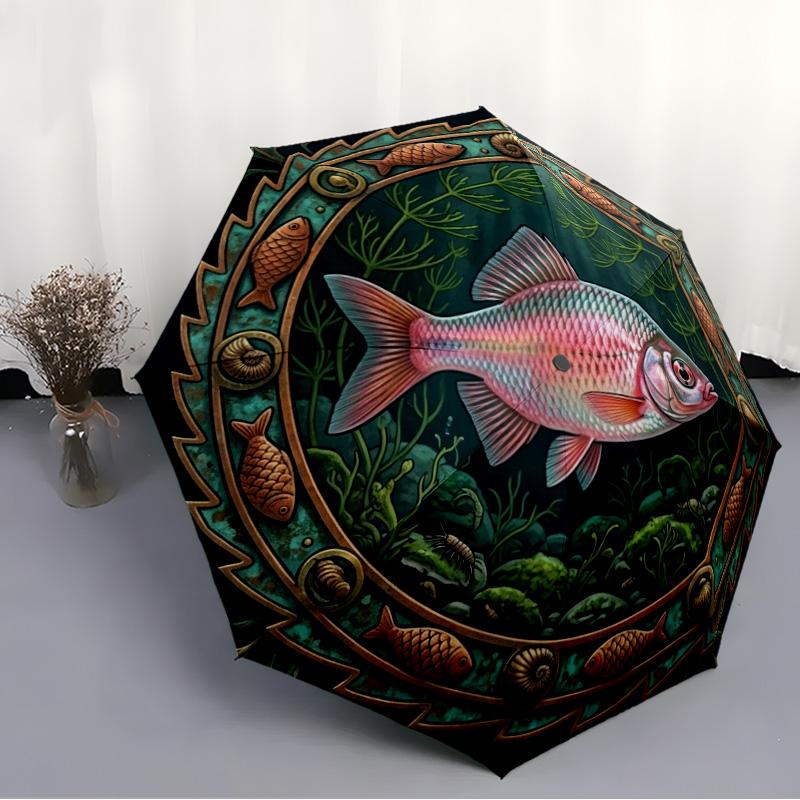 Underwater Serenity pattern umbrella, portable and foldable design, 8 ribs, a casual accessory for Halloween, Christmas, and birthday gifts.