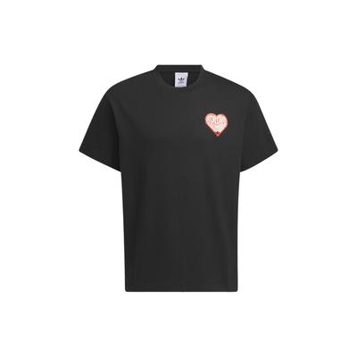 adidas Originals Valentines Day Series Alphabet Print Sports Loose Short Sleeve T-Shirt Unisex Tops Black JE3470