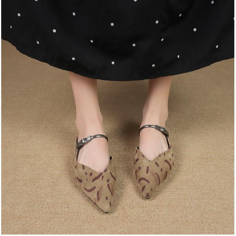 Flats Women Slippers Pointed Toe Fashion Shoes Slingback Dress Mules Shoes Summer 2026 New Elegant Sandals Femme Luxury Zapatos