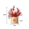 Chinese Flower Basket Ornament Arrangement Red Fruit Tree Celebration Bouquet for Festival
