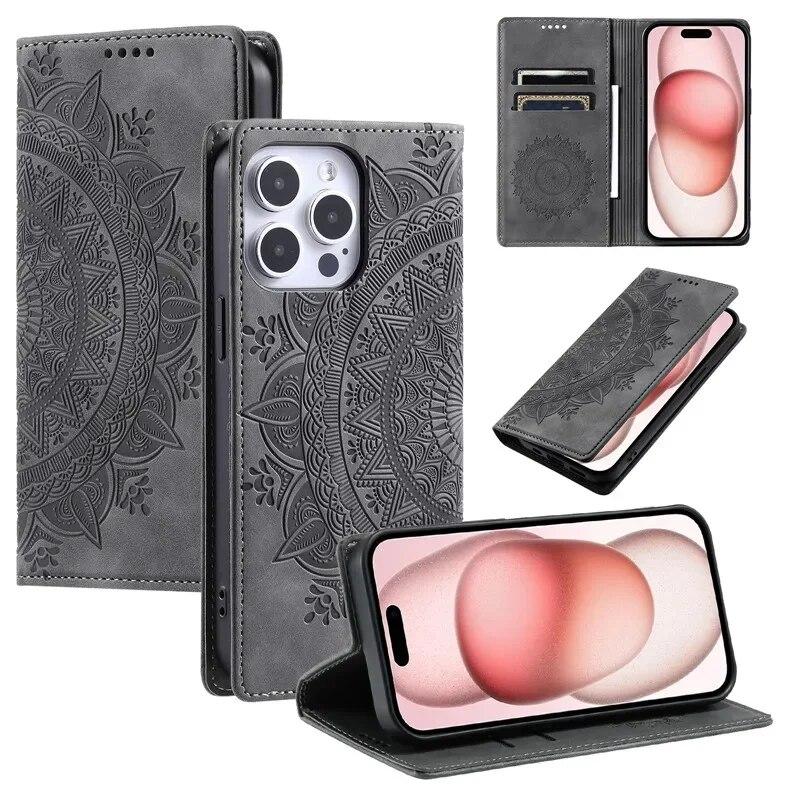 

Флип-кожаный чехол-кошелек для телефона iPhone 15 Pro Max 14 Plus 13 12 для Samsung Galaxy S24 S23 Ultra S22 S21 S20 FE A15 A54 A3 A14 A53, откидная крышка-сумка iPhone 13 Pro серый