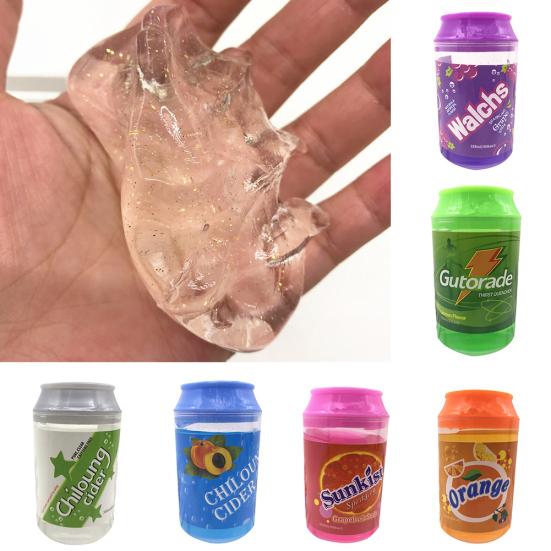 Clear Cans Slime Toy Crystal Mud Blowing Bubble Stress Reliever Kids Adults Gift