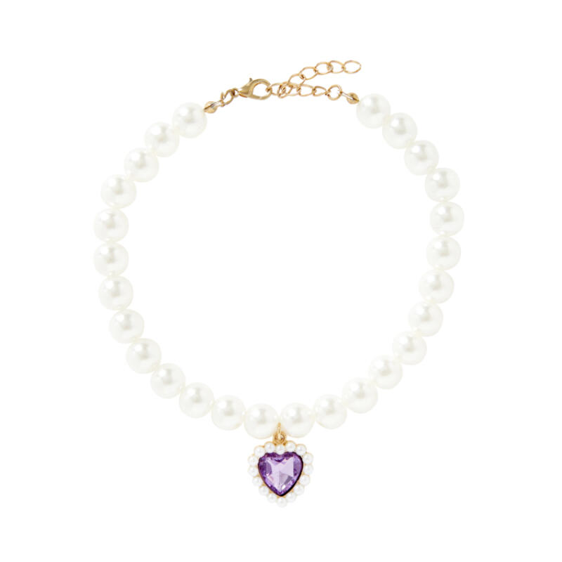 Pet Heart Pearl Necklace Purple (26033683)