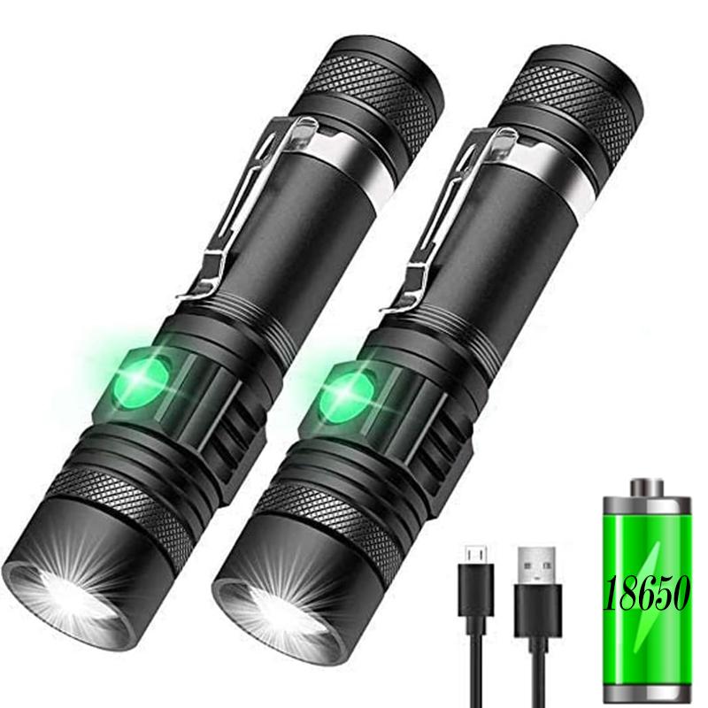T6 Ultra Powerful 800LM Flashlight with Zoom 200M Long Range High Power LED Rechargeable Tactical Lantern Strong Torch