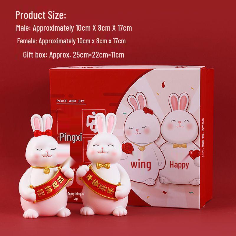 Creative Rabbit Figurine: Festive Newlywed Gift & Decoration for Couples