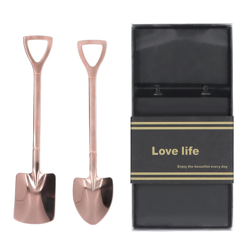 2Pcs Shovel Spoons Stainless Steel Sturdy Durable Anticorrosion Glossy Ergonomic Design Widely Used