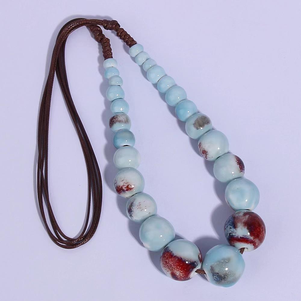 JMXD-Evropský a Americký Etnický Styl Korálkový Keramický Korálek Náhrdelník Bohémský Nastavitelný Řetízek na Krk Retro Jednoduchý Novoroční Řetízek na Svetr