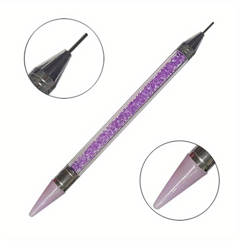 Nail Art White Dual-head Wax Pen With Diamante Embellishment And Rhinestone Picker, Crystal Rhinestone Applicator Tool