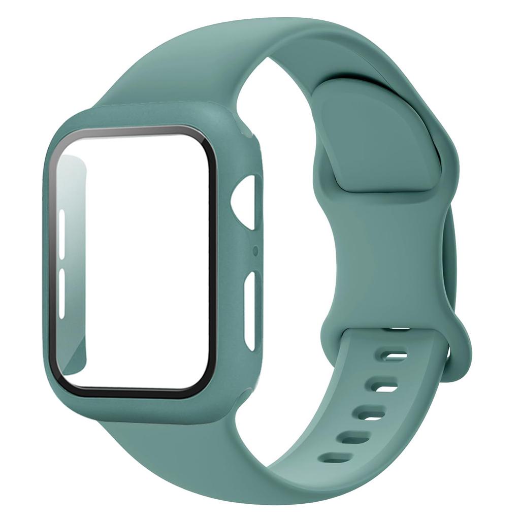 PC Case+Straps For Apple Watch band 44mm 45mm 40mm 46mm 41mm 42mm 49mm Sport Silicone Bracelet iWatch series 10 8 7 se 9 ultra 2