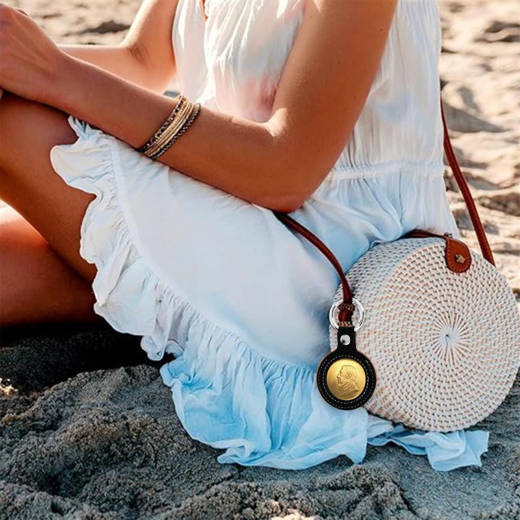 PU Leather Coin Holder Portable Keepsake PU Leather Coin Holder Keychain Ornament for Adults Women Men Collectors Students