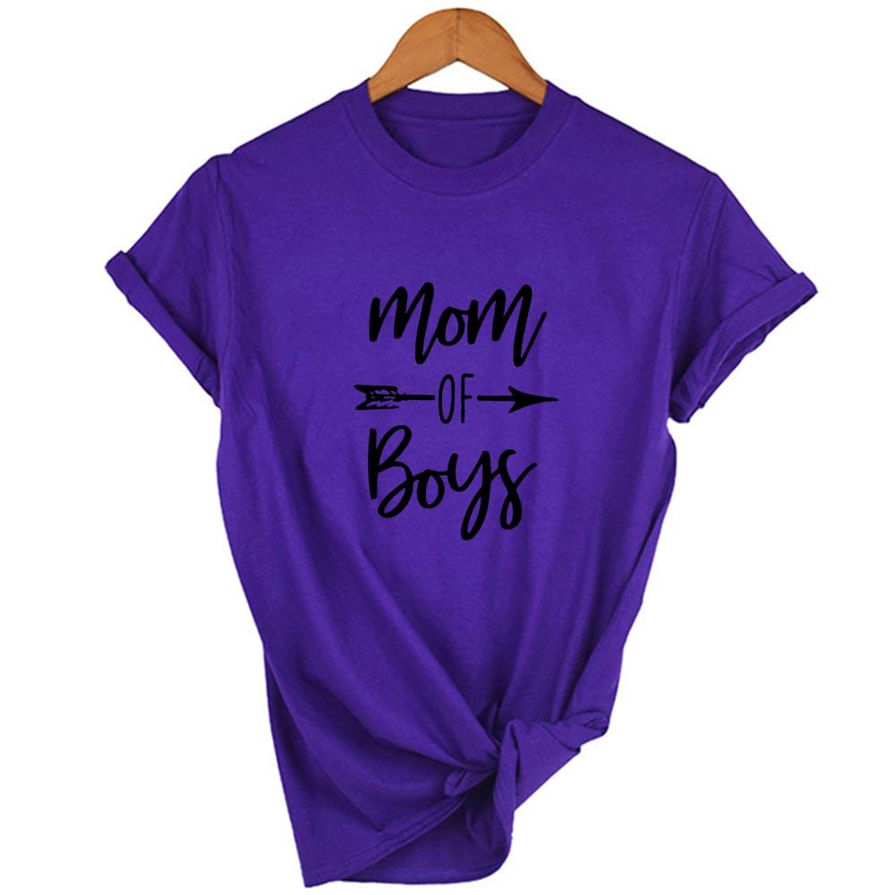 Mom Of Boys Graphic Tees Women Mom Life Tshirt Harajuku Aesthetic Streetwear Short Sleeve T