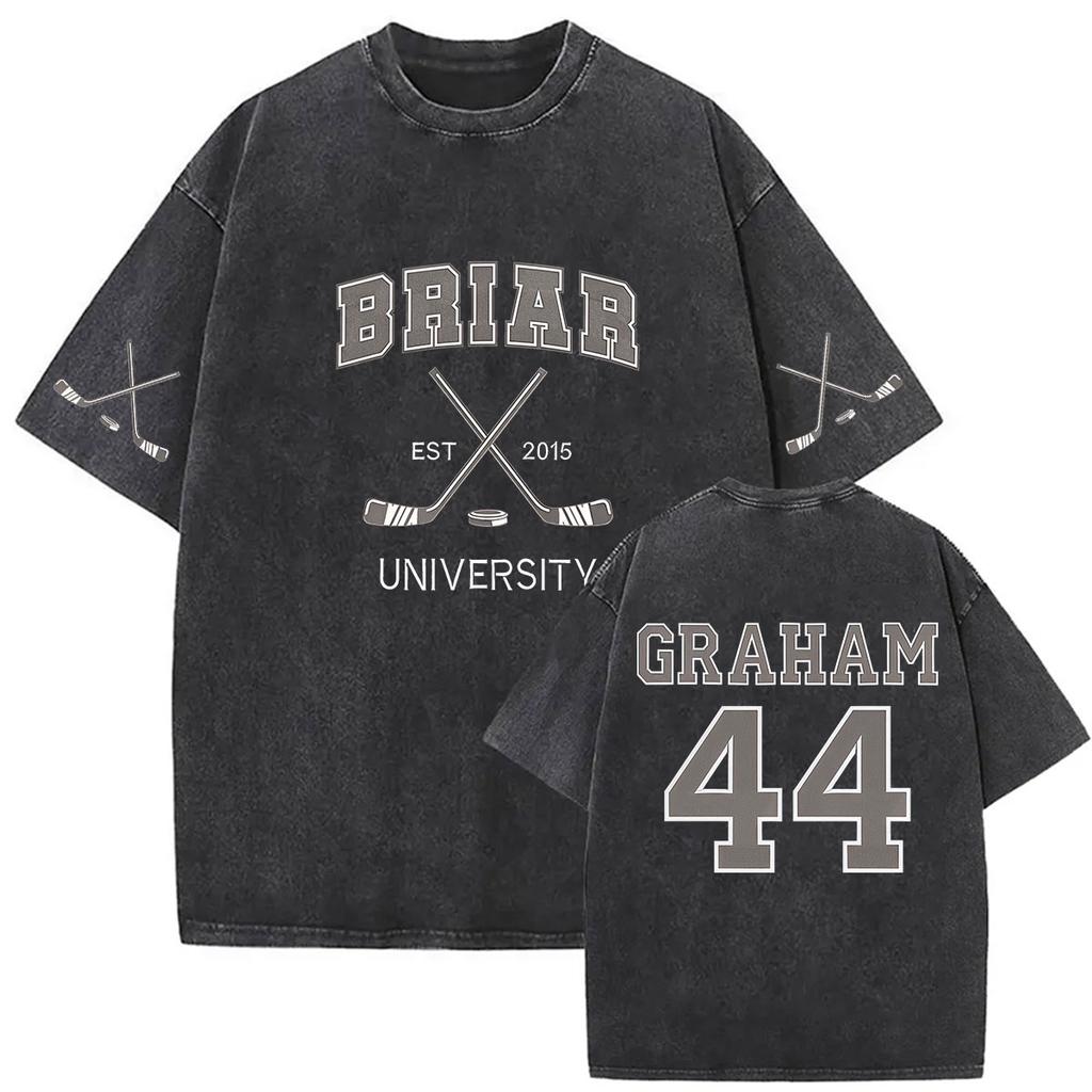 Vintage Washed Briar Hockey Gramham 44 Off Campus TV Series T Shirts Mens Summer Clothing Fashion Cotton Short Sleeve Tshirts