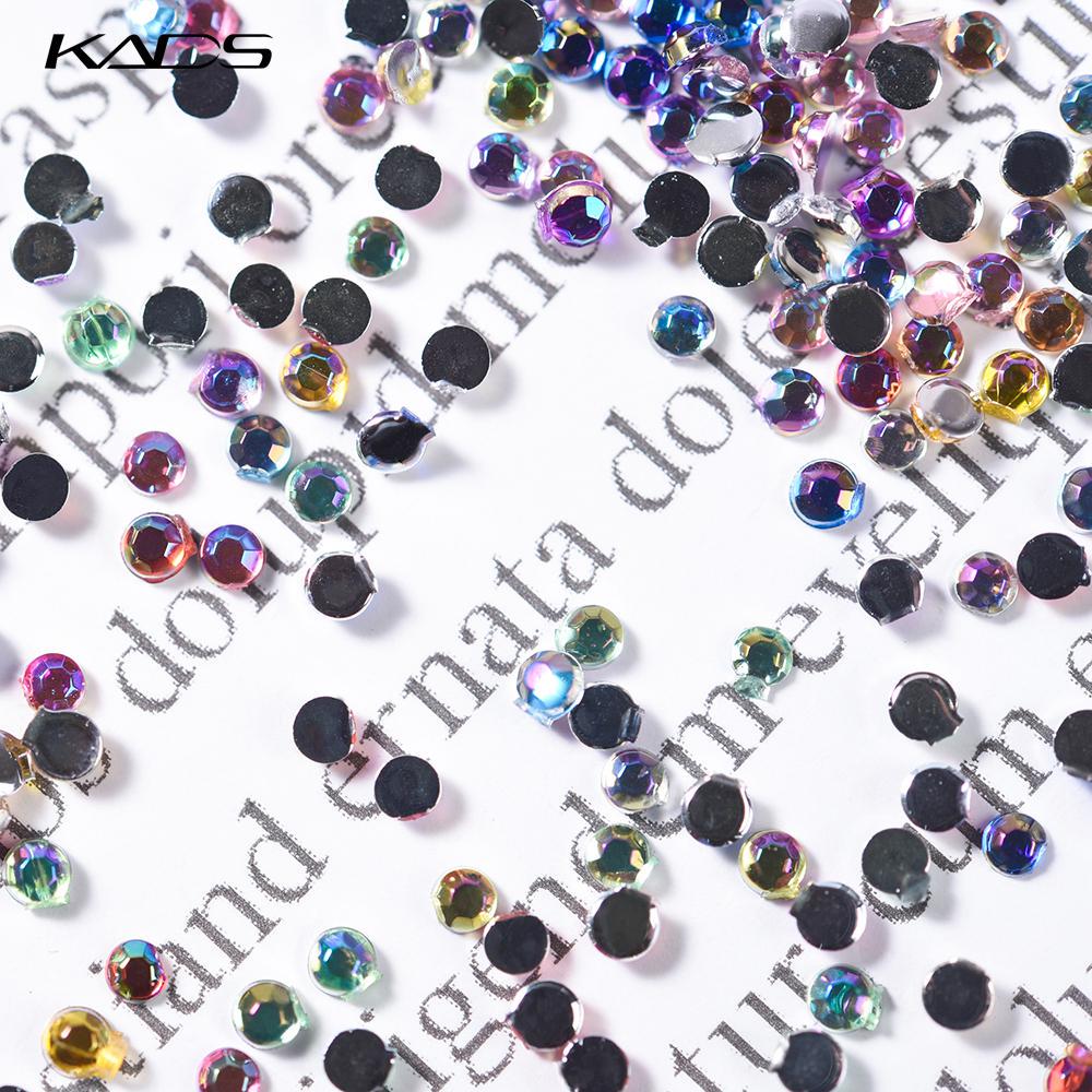 kads 1.5MM Circle AB Color 600pcs 12 Colors Rhinestones Wheel Nail Art Decorations Manicure Shine Diamond Nails Decoration