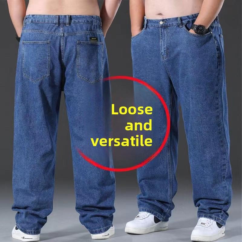 Pantalon pour homme grande taille à jambe droite et large, avec taille haute et larges ouvertures de jambe