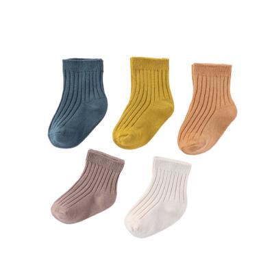 5 Pairs Unisex Cotton Baby Girl Socks Non-Slip Solid Color Elasticity Newborn Baby Boy Socks Infant Accessories