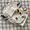 Canvas Schoolbag Solid Color Large Capacity Shoulder Bag Wear-resistant Lightweight Backpack