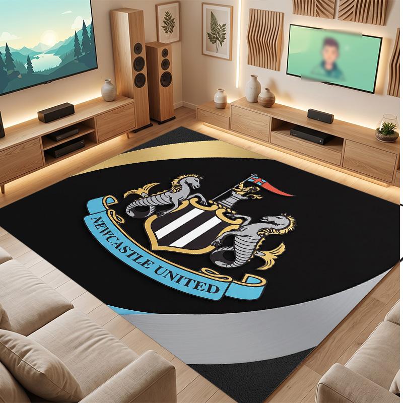 Tappeto in Velluto di Cristallo con Stampa di Calcio del Newcastle United, Comodo Assorbente d'Acqua Antiscivolo Tappeto per Pavimento Interno