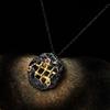 Two-Tone Black Gold Design Lines Ruby Necklace Jewelry Silver Literary Retro