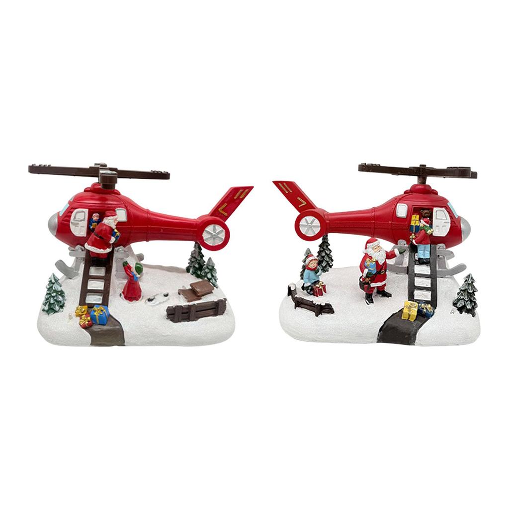 Christmas Musical Box Resin Collectible Decorative Piece Desktop with Lights