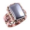 Natural Gunmetal Gemstone Handmade 925 Sterling Silver Two Tone Ring Size 8 S5K37