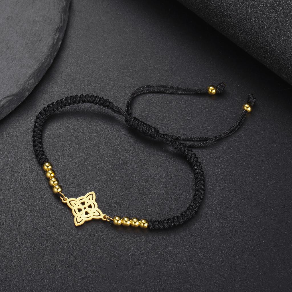 LIKGREAT Halloween Witches Knot Bracelet Women Men Stainless Steel Witchcraft Adjustable Rope Irish Lucky Amulet Jewelry Gifts